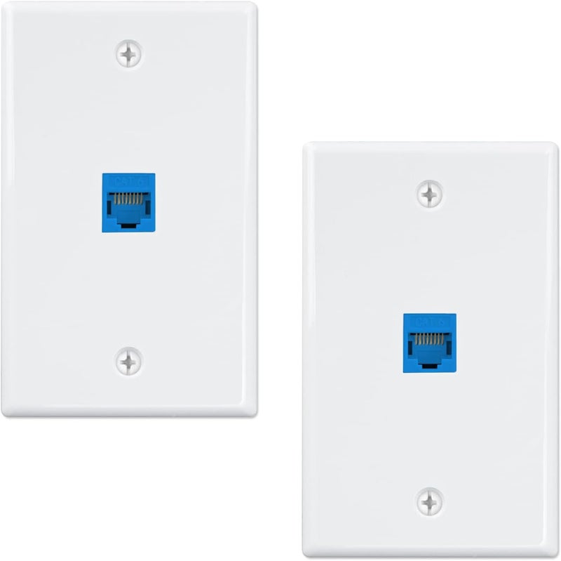 iwillink (2-Pack) Ethernet Wall Plate, 1-Port Keystone Jack Wall Plate with RJ45 Keystone Inline Coupler insert, Female to Female Cat6 Wall Plate, Blue - Image 1
